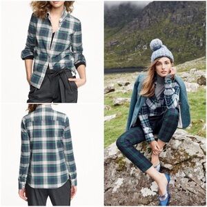 J Crew Women’s Green Tartan Plaid The Boy Shirt Button Down Blouse 4